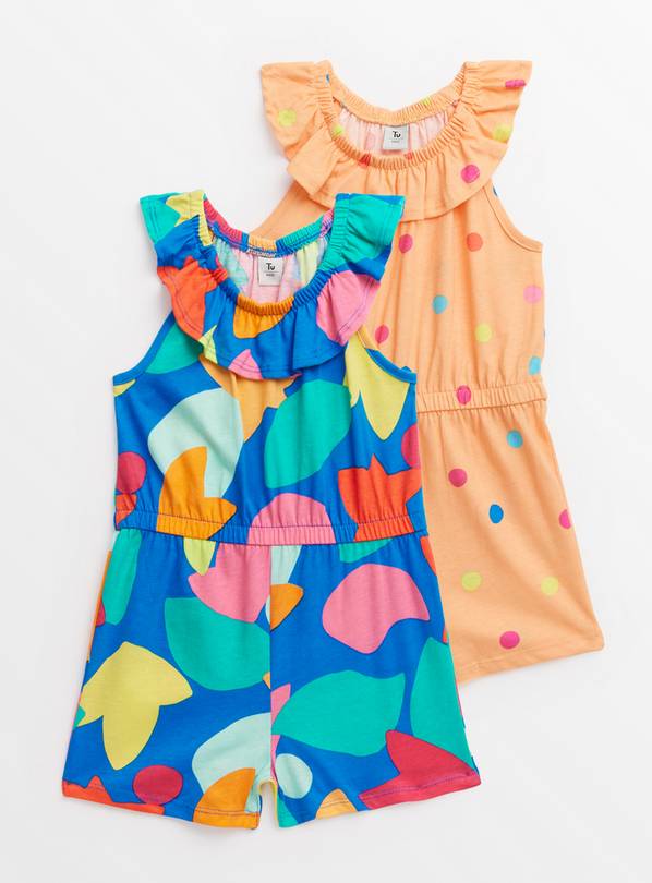 Blue & Orange Print Jersey Playsuits 2 Pack 4-5 years